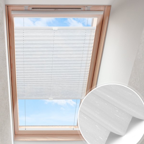 Dachfensterplissee Weiß nach Maß | transparent B0023