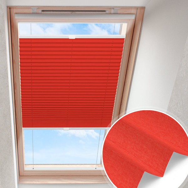 Dachfensterplissee Rot nach Maß | verspannt blickdicht B0166