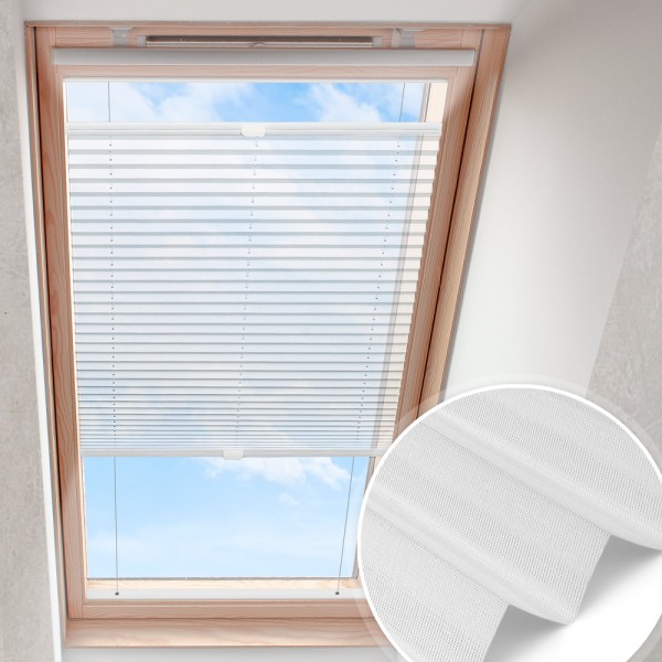 Dachfensterplissee Weiß nach Maß | transparent B0024