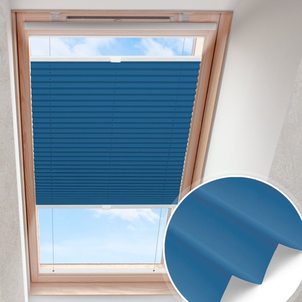 Dachfensterplissee Blau nach Maß | verdunkelnd perlmutt B0064