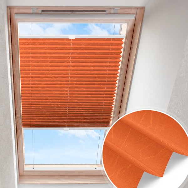 Dachfensterplissee Orange nach Maß | verspannt blickdicht B0107
