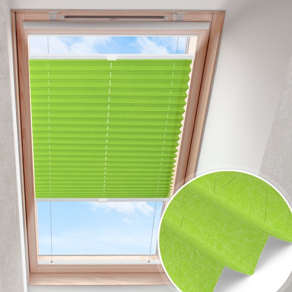 Dachfensterplissee Grün nach Maß | verspannt blickdicht crush B0172