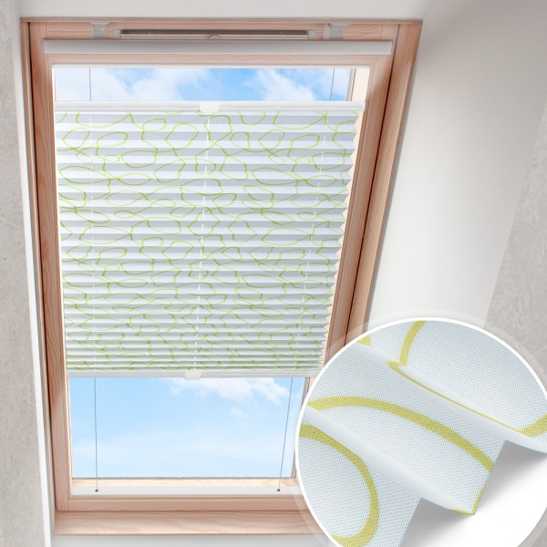 Dachfensterplissee Weiß nach Maß | verspannt transparent gemustert B0174