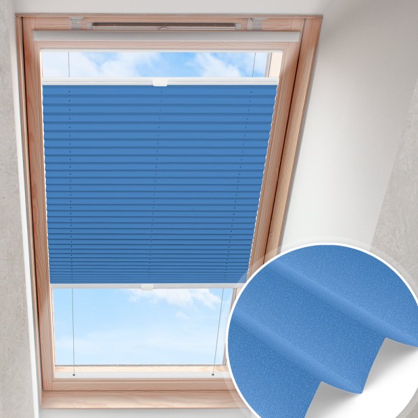 Dachfensterplissee Blau nach Maß | blickdicht B0088
